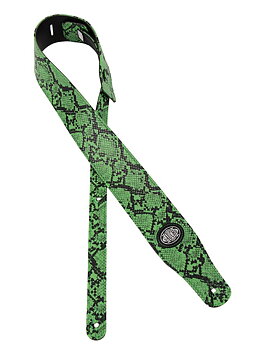 Gaucho Cobra Series shoulder strap for guitar green snakeskin patterned