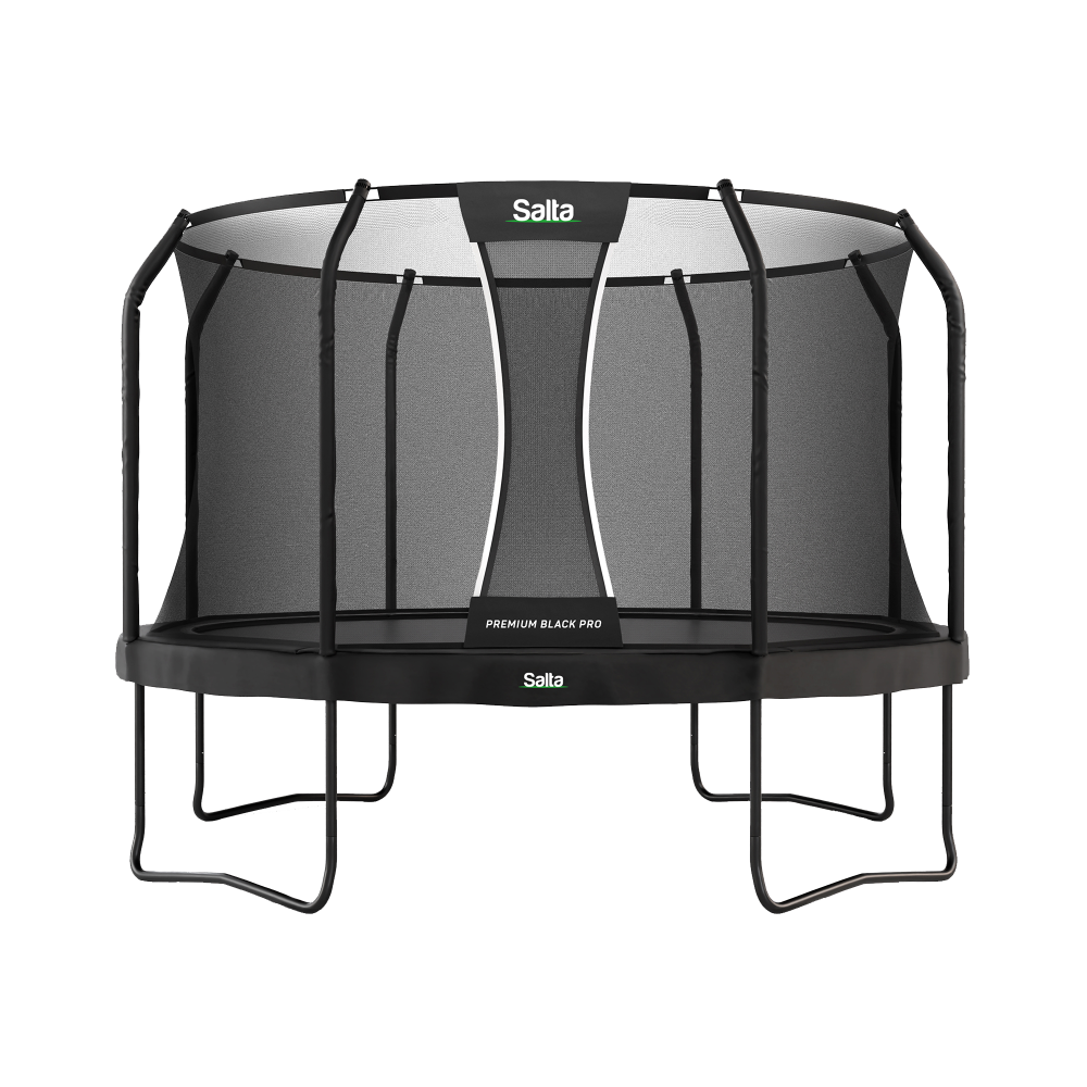 Salta Premium Black Pro ⌀ 380 cm inkl. skyddsnät Svart med omlottingång - INKL FRAKT!