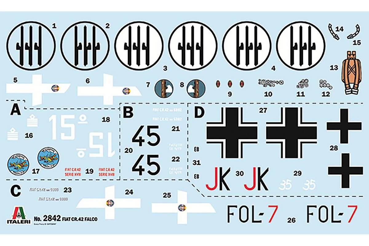 FIAT CR.42 Falco Anfalls-/Nattjaktplan 1/48 - 2