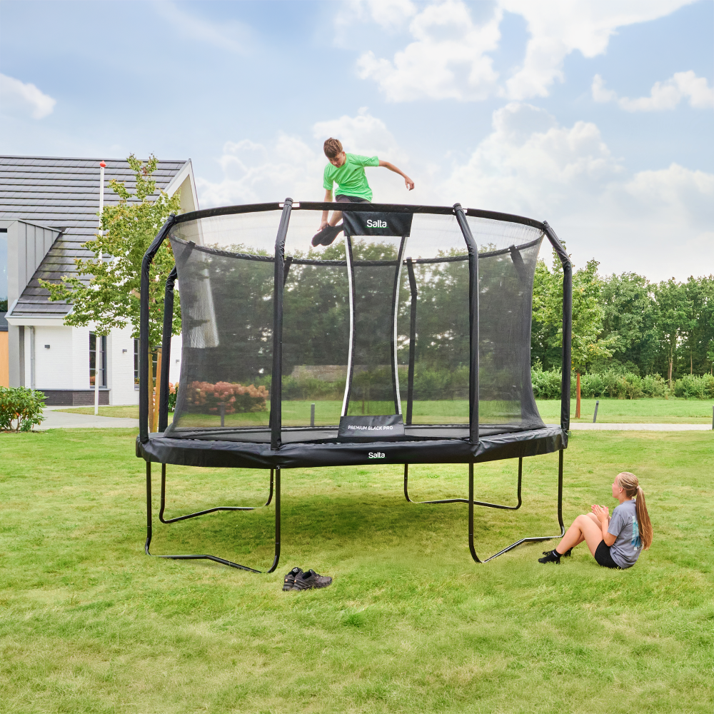 Salta Premium Black Pro ⌀ 460 cm inkl. skyddsnät Svart med omlotti ngång - INKL FRAKT! - NU ÅTER I LAGER! - 5