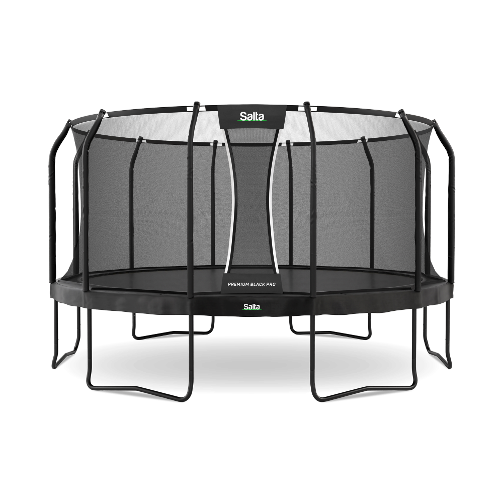 Salta Premium Black Pro ⌀ 460 cm inkl. skyddsnät Svart med omlotti ngång - INKL FRAKT! - NU ÅTER I LAGER!