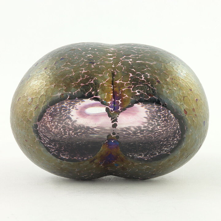 Bertil Vallien (Volcano 1981) Double Bubble Vase with Oily Decor 6 cm 