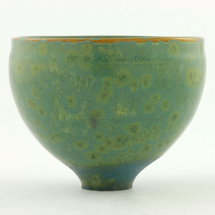 イサク・イサクソン  一点もの  緑色のボウル  結晶釉  茶碗  (12cm)  2000年代  #14