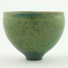 Isak Isaksson (2000s) Unique Chawan Bowl with Green Crystalline Glaze 12 cm  #14