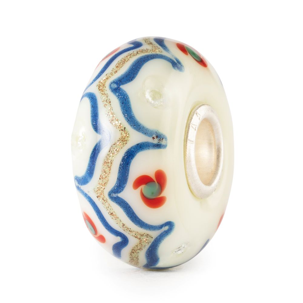 Trollbeads Ivory Blossom Glow glaskula