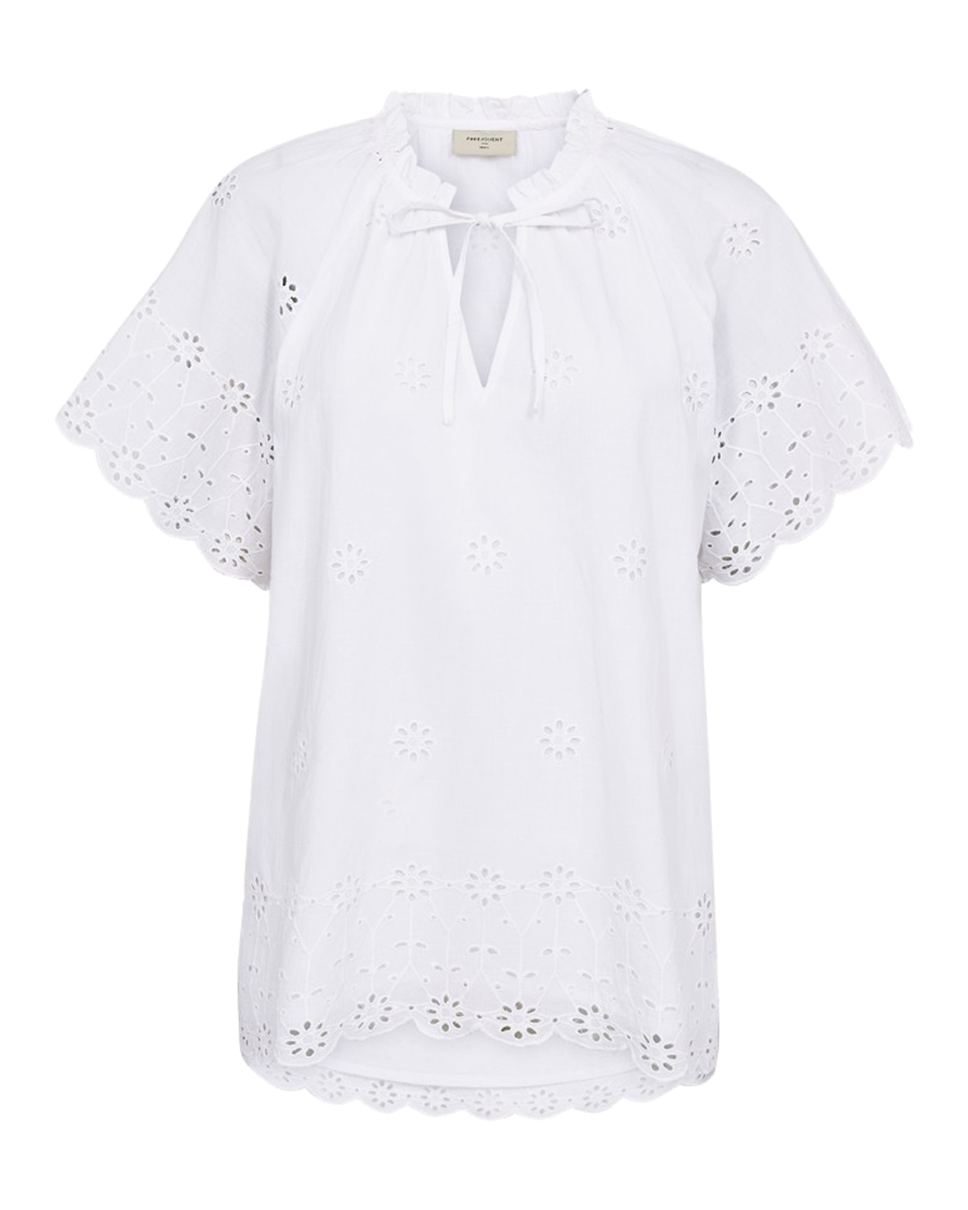 Blus Iddi vit med broderade blommor