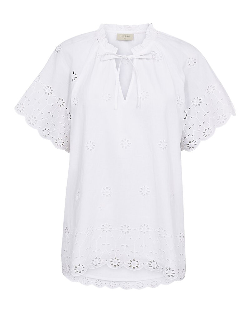 Blus Iddi vit med broderade blommor