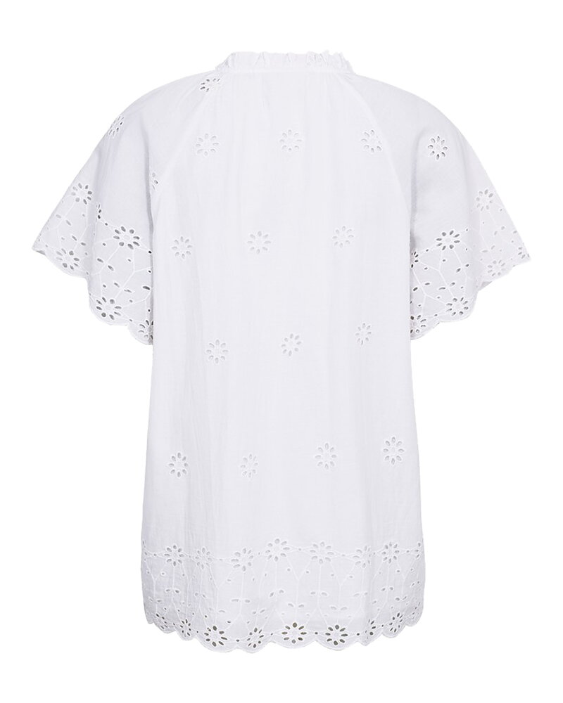 Blus Iddi vit med broderade blommor