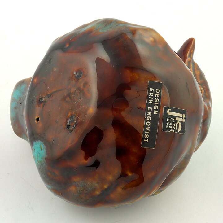 Erik Engqvist (1950s) Brown/Green Swelling Bird 10 cm
