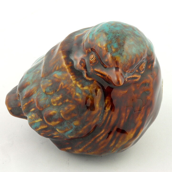 Erik Engqvist (1950s) Brown/Green Swelling Bird 10 cm