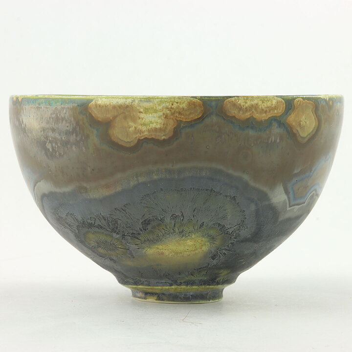 Isak Isaksson (2000s) Unique Chawan Bowl with Green Crystalline Glaze 12 cm  #15