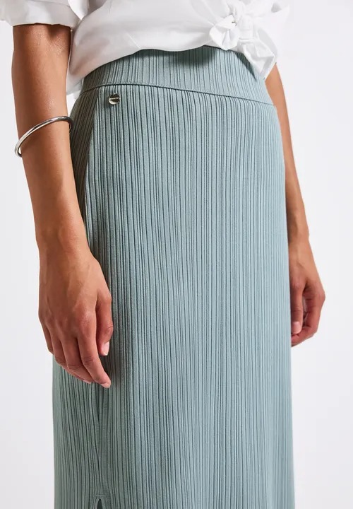 Style Pepica Rib Solid Skirt - Arona Blue - Street One - 3