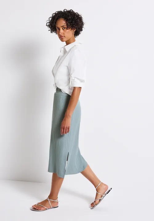Style Pepica Rib Solid Skirt - Arona Blue - Street One - 4