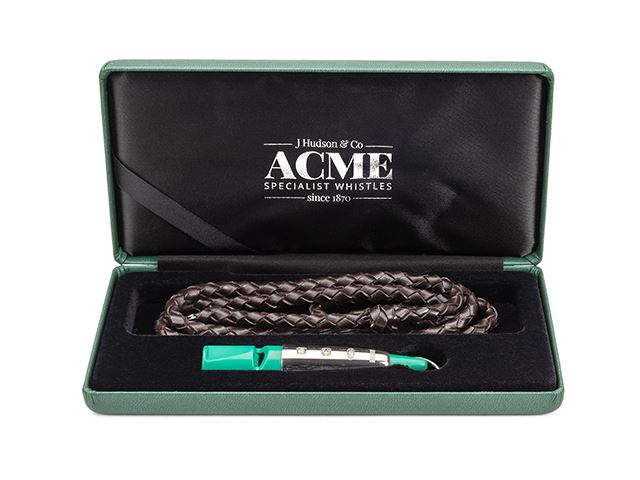 ACME visselpipa 211½ Sterling Silver "sleeve" Smaragdgrön - används till spaniel/retrieverträning och jakt