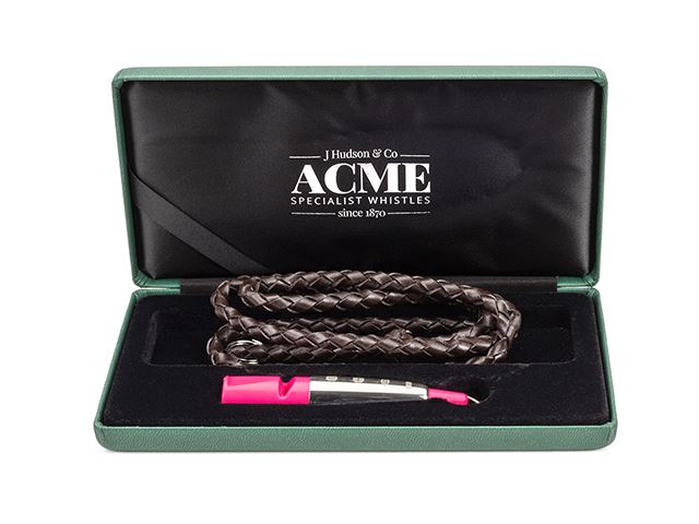 ACME visselpipa 211½ Sterling Silver "sleeve" Neonrosa - används till spaniel/retrieverträning och jakt