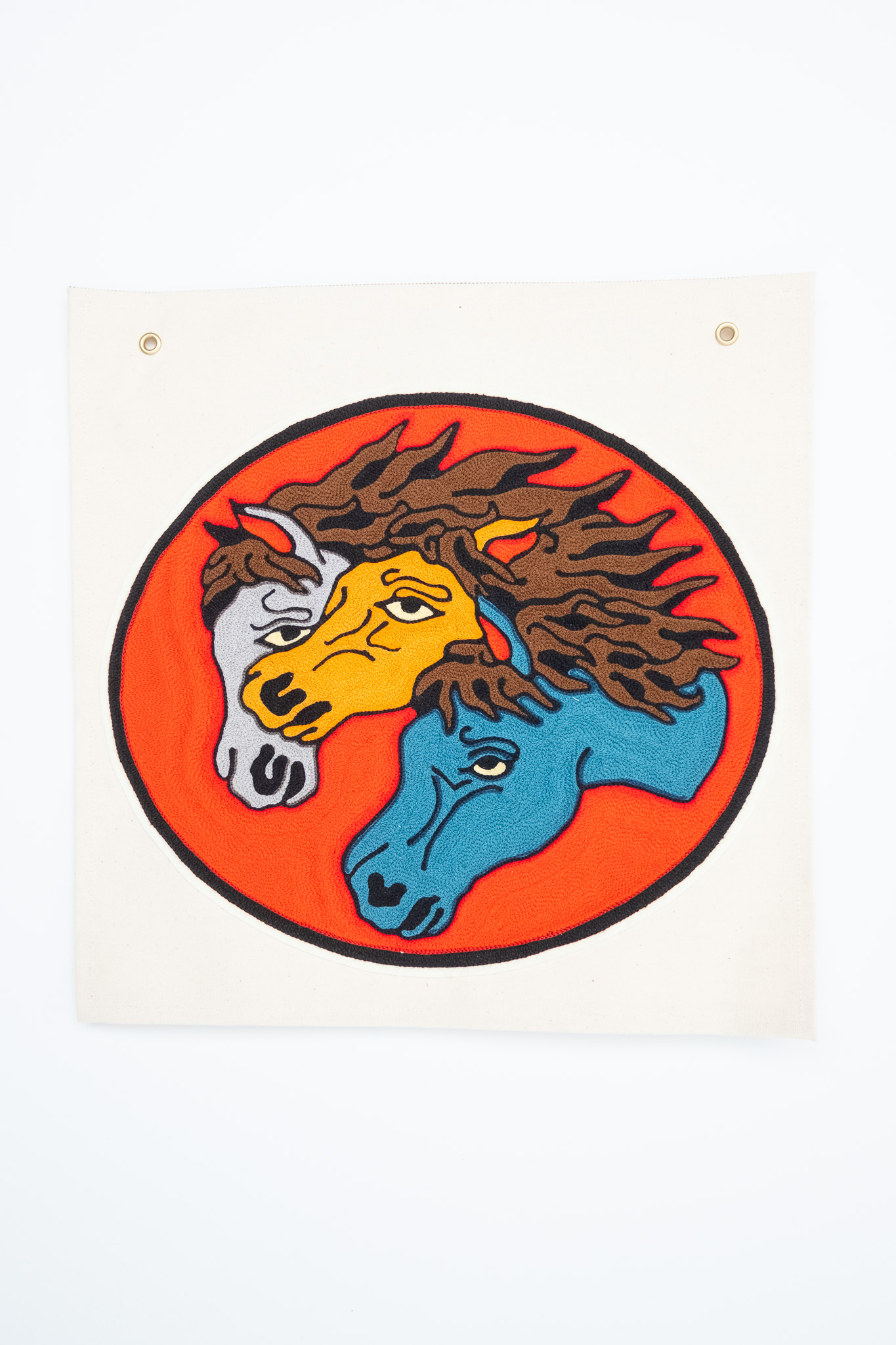 Bad Weather Chainstitch - Three Horses Patch on Canvas