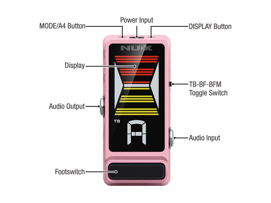NUX Mini Core Series tuner pedal FLOW TUNE PINK MkII - 2