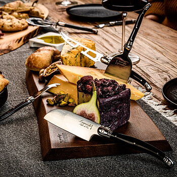 Cheese knives Laguiole black with serving board SET 5 SdV - 2