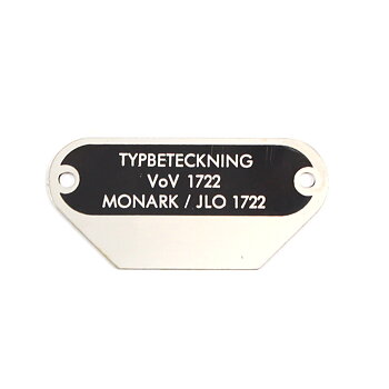 Typeskilt TSV 1722 NOS