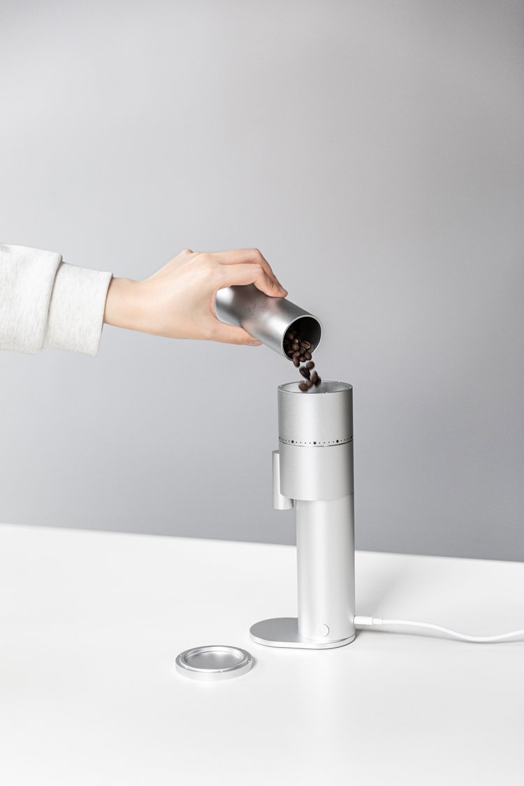 Option-O - LAGOM mini 2 - Kompakt elektrisk kaffekvarn - 48mm Moonshine malskivor - Silver - 7
