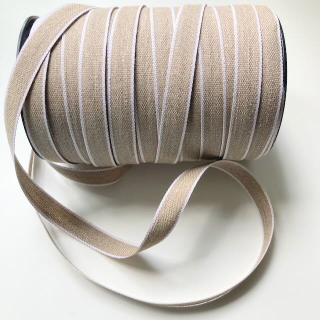 Linen ribbon 11 mm finely woven with white edges 3002-11