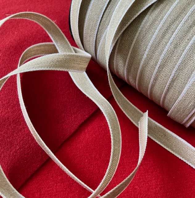 Linen ribbon 11 mm finely woven with white edges 3002-11 - 3