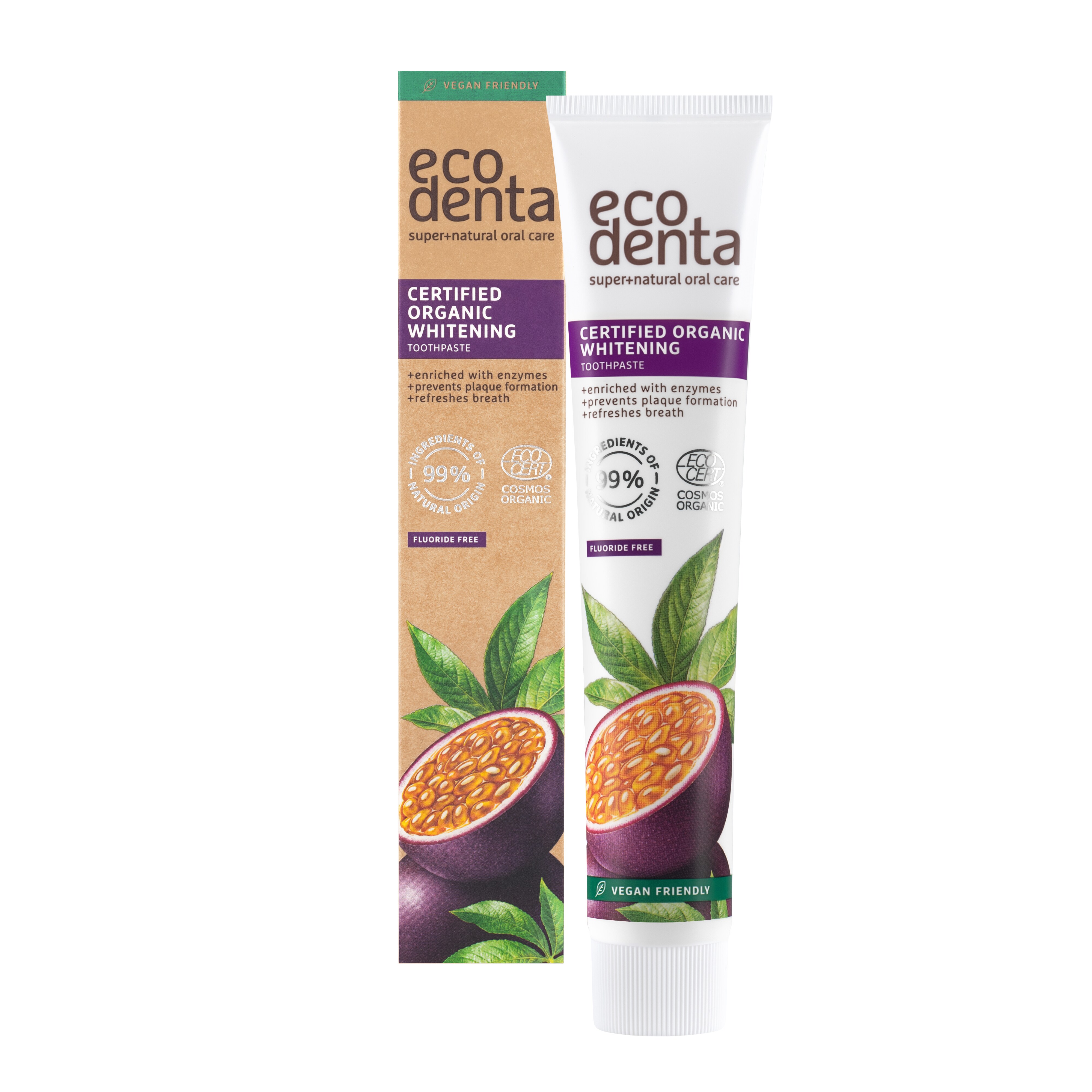 Organic Whitening Passion Fruit Toothpaste With Enzymes 75ml Ecodenta