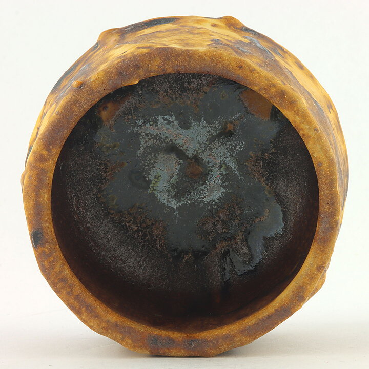 Isak Isaksson (2000s) Unique Chawan Bowl with Brown/Yellow Glaze 10 cm  #17
