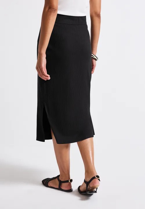 Style Pepica Rib Solid Skirt - Black - Street One - 3