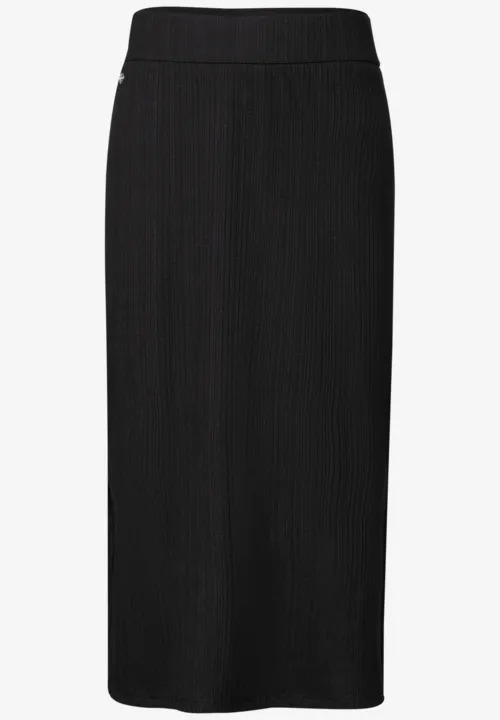 Style Pepica Rib Solid Skirt - Black - Street One - 4