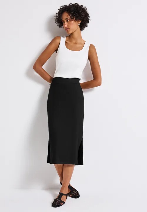 Style Pepica Rib Solid Skirt - Black - Street One