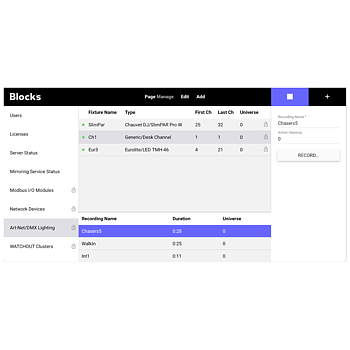 Pixilab - Serverfunktion: ArtNet-inspelning