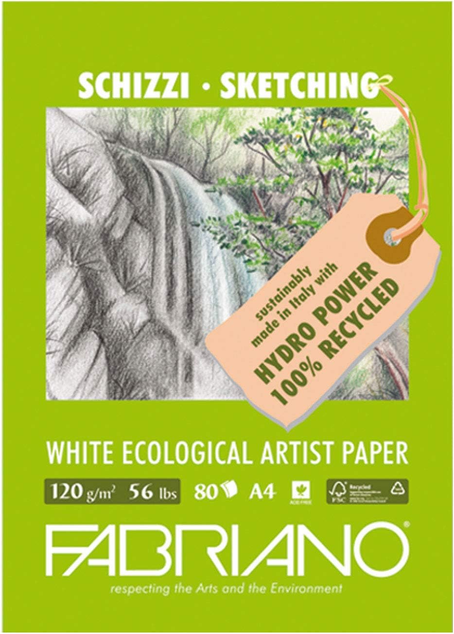 Fabriano Eco för Artister – Skissblock A4, 120 g/m², 80 ark