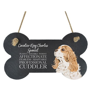 Slate Sign Bone Shaped Vivid Squid Cavalier King Charles Spaniel