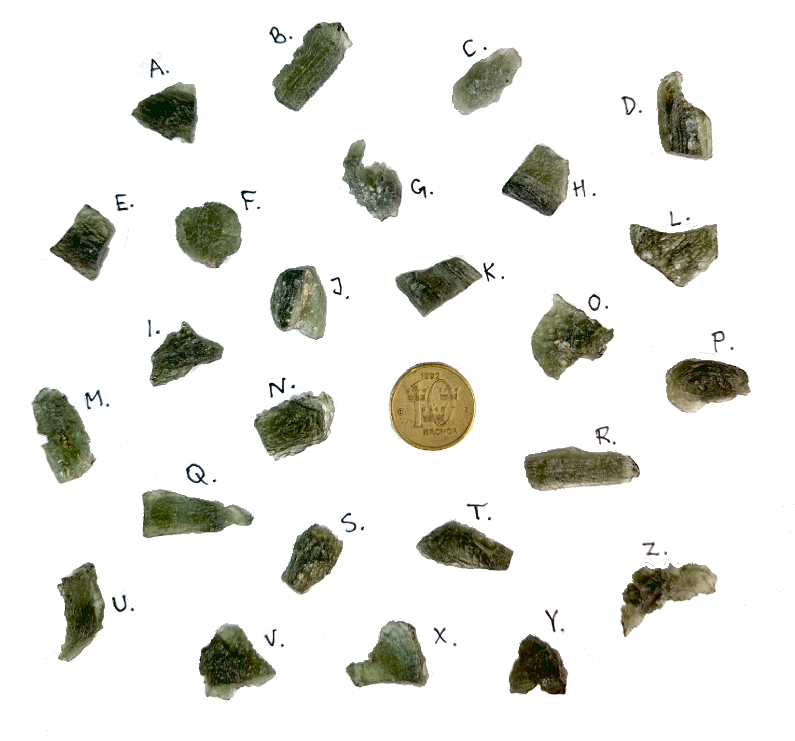 Moldavit, Äkta. 1.25 - 1.50 gram