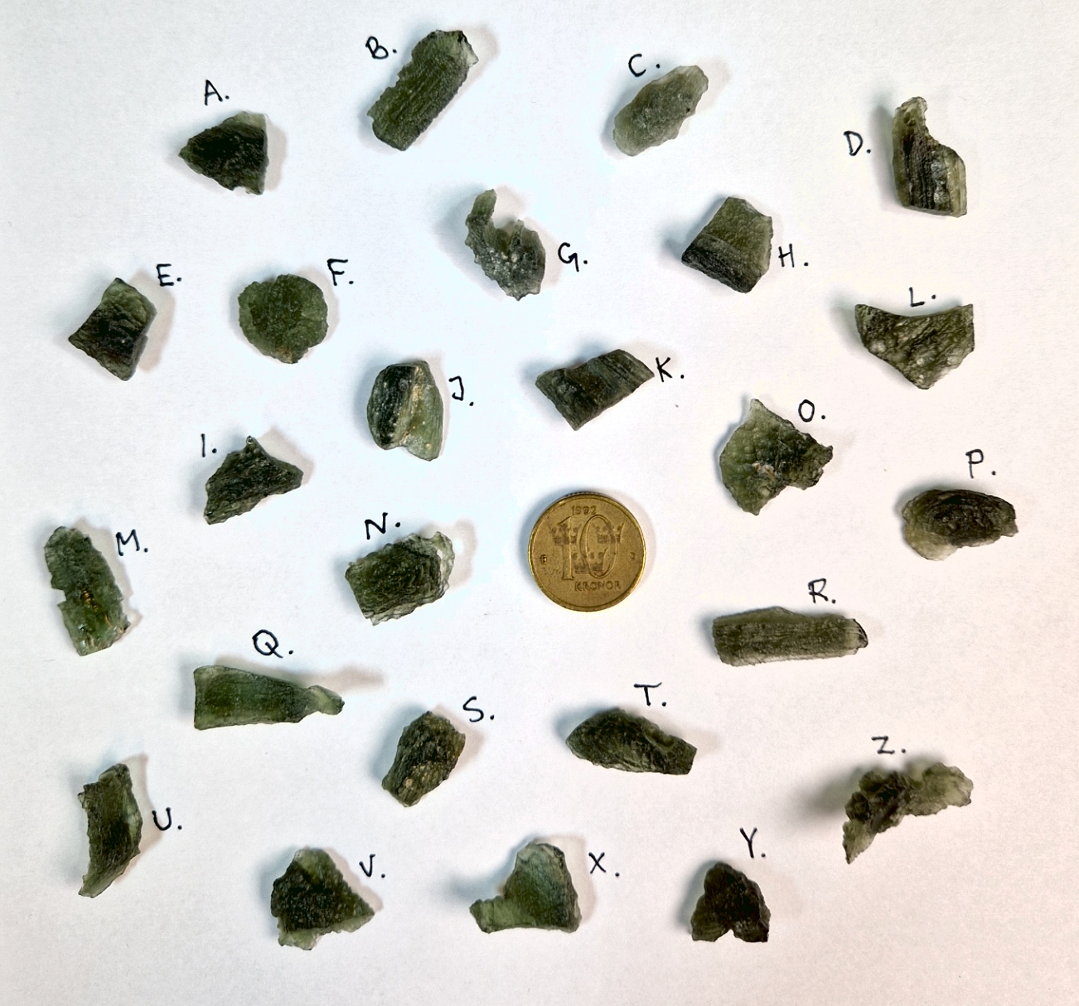 Moldavit, Äkta. 1.25 - 1.50 gram - 2