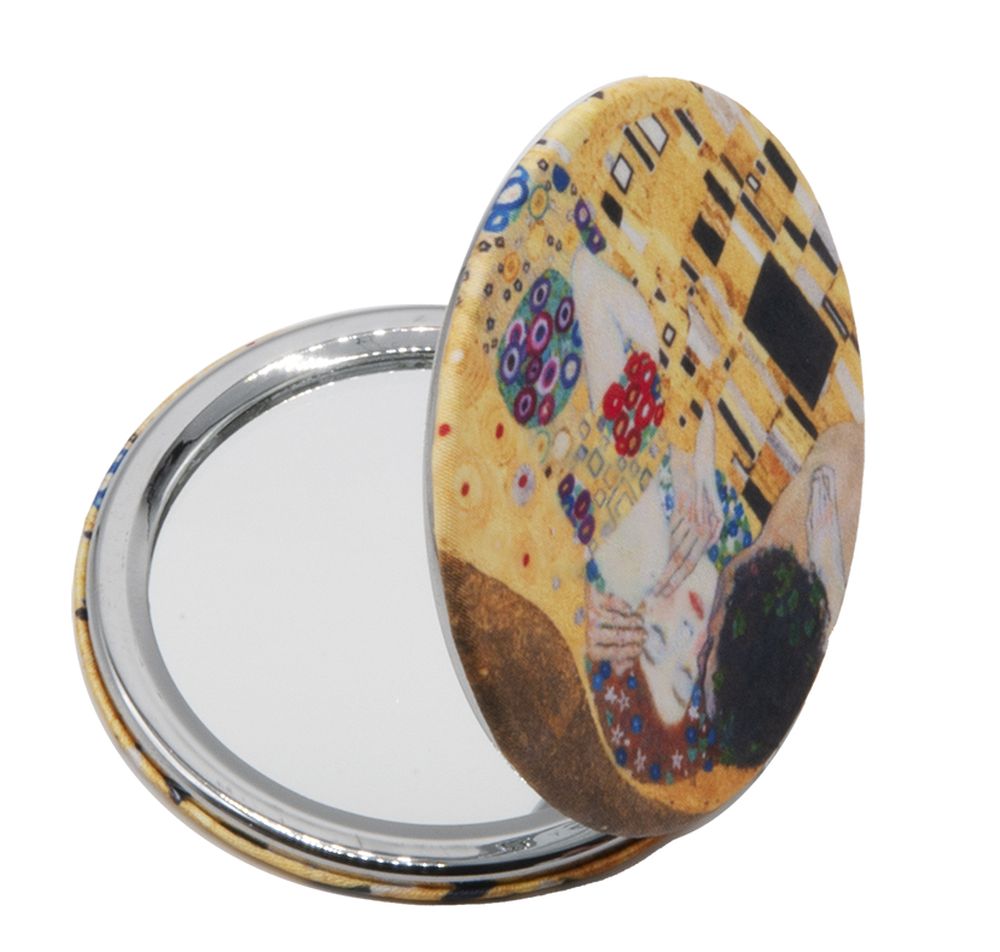 Rund fickspegel, tygklädd, Gustav Klimt, Kyssen. TEMA-produkt - 2