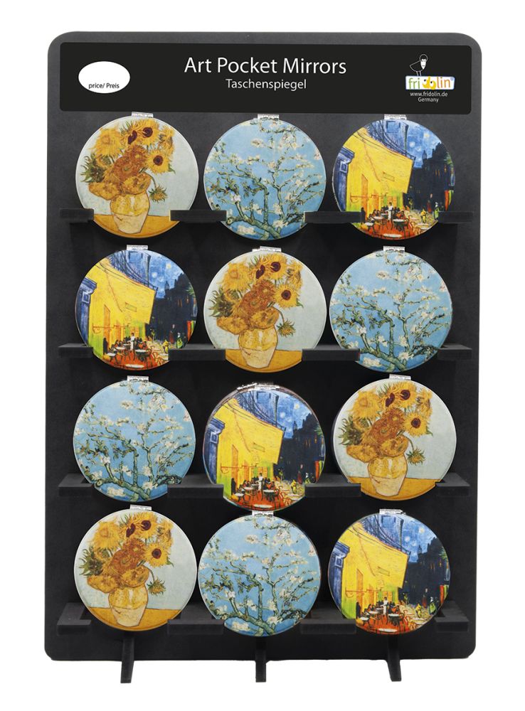 Rund lommespejl, stofbeklædt, Vincent Van Gogh, Borddisplay med 48 stk. TEMA-produkt