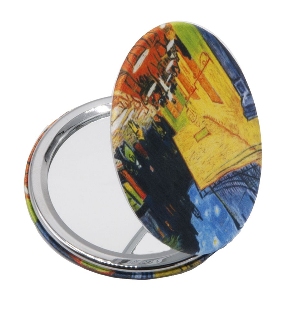 Rundt lommespejl, stofbeklædt, Van Gogh, Natcafé. TEMA-produkt - 2