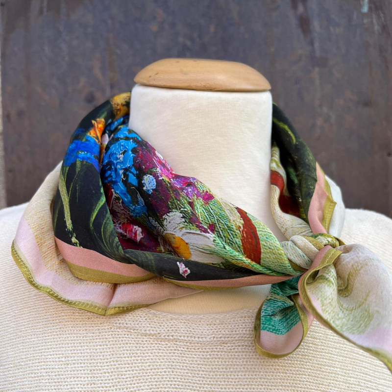 Sidenscarf -Blomstermålning- Fyrkant - 4