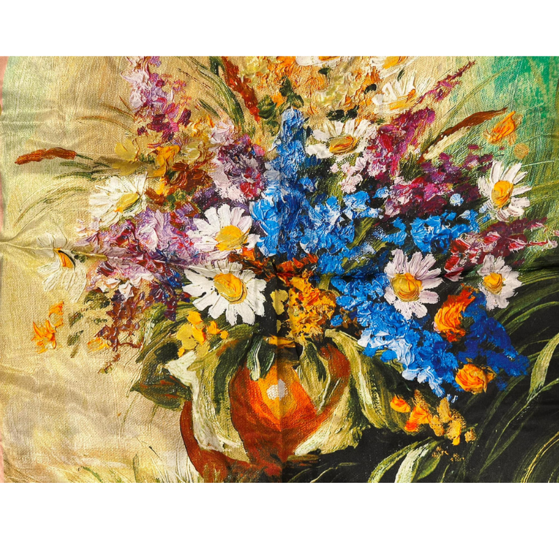 Sidenscarf -Blomstermålning- Fyrkant - 2