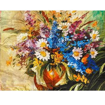 Sidenscarf -Blomstermålning- Fyrkant