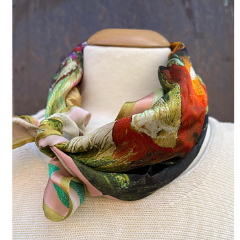 Sidenscarf -Blomstermålning- Fyrkant