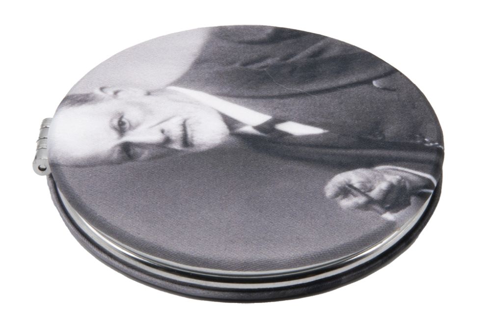 Rund fickspegel, tygklädd, Sigmund Freud. TEMA-produkt