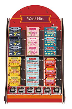 Spilledåser, Art & Music Box-display, World Hits 4, Borddisplay med 36 stk.+6 stk. demo, TEMA-produkt