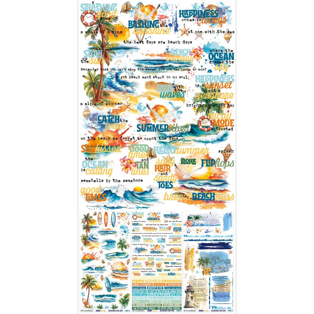 49 And Market - Rub-On Transfer Set 6x12 - Beach Vibes