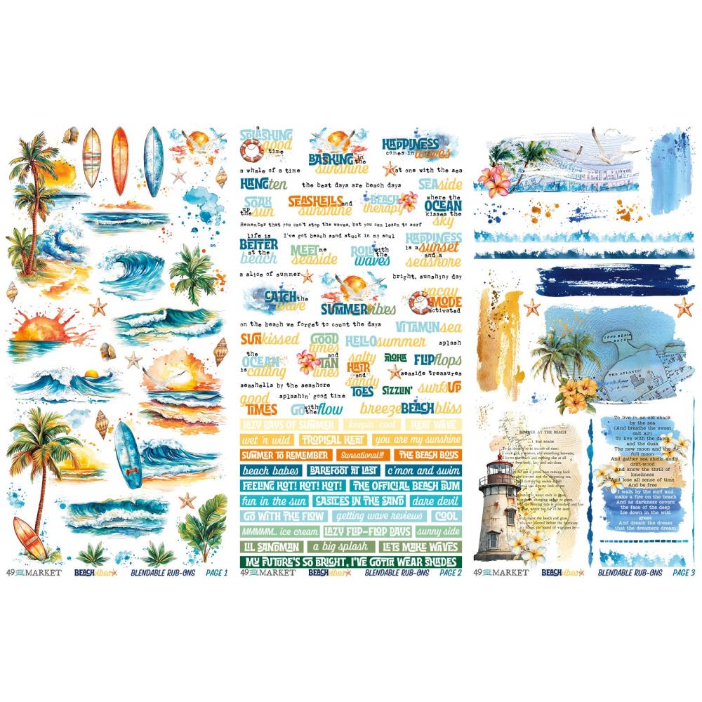 49 And Market - Rub-On Transfer Set 6x12 - Beach Vibes - 2