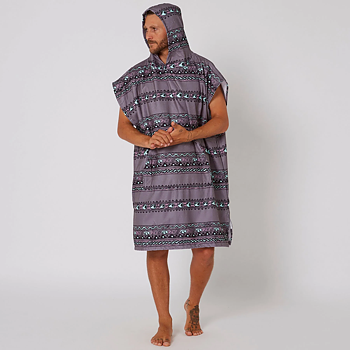 Ocean & Earth Digital Hooded Poncho Charcoal