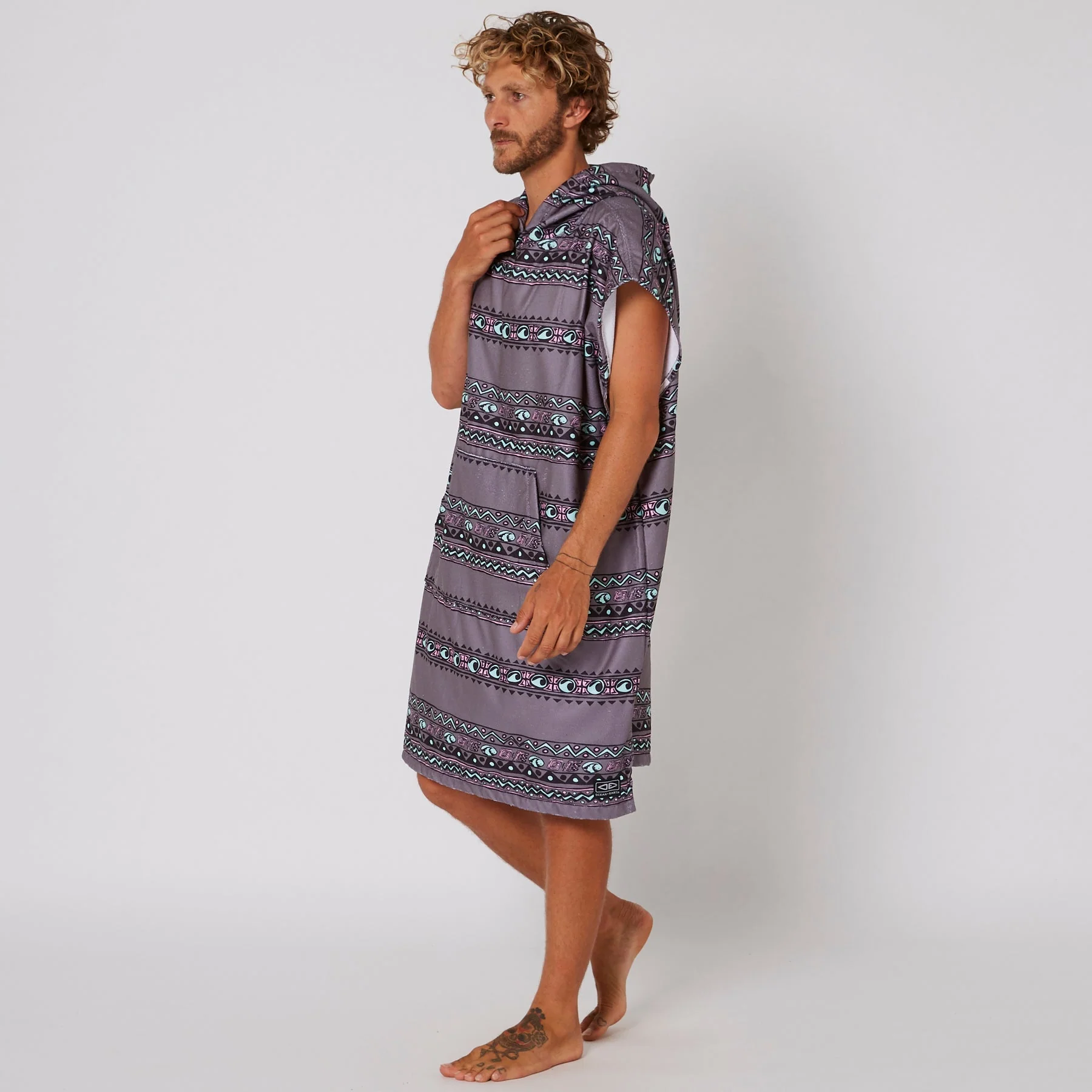 Ocean & Earth Digital Hooded Poncho Charcoal - 3