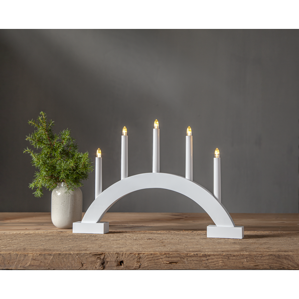 Batteridrevet lysestage Abbe White Arch Star trading - 3
